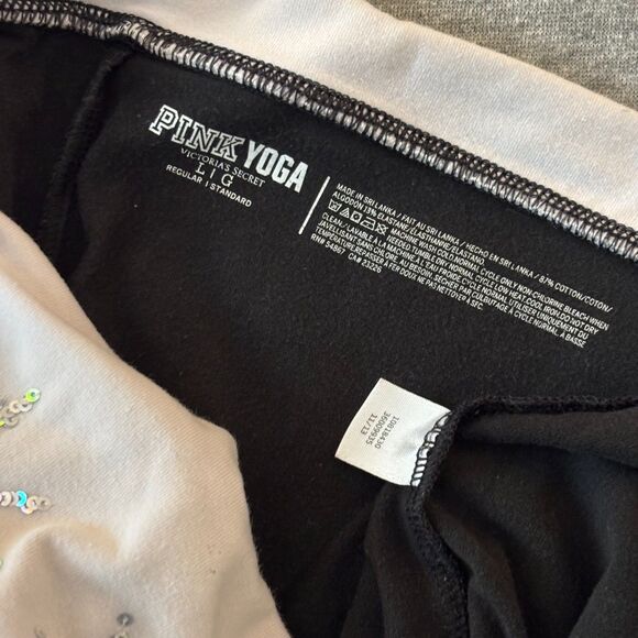 Victoria’s Secret PINK Rhinestone Sequin Bling Foldover Flare Leggings - LG - Picture 6 of 12